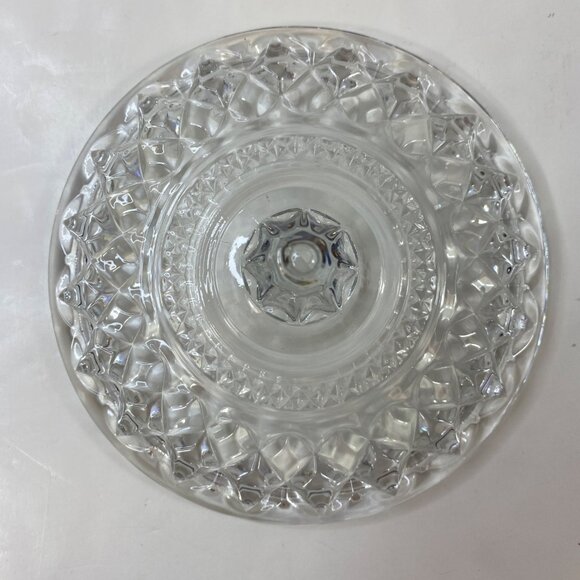 Anchor Hocking Wexford Crystal Pedestal Candy Bowl Dish With Lid Vintage - Picture 7 of 11